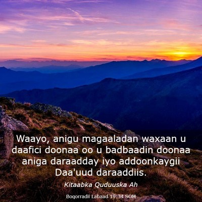 Picture 03 - Boqorradii Labaad 19:34 SOM - Waayo, anigu magaaladan waxaan u daafici doonaa - Bible Verse Picture