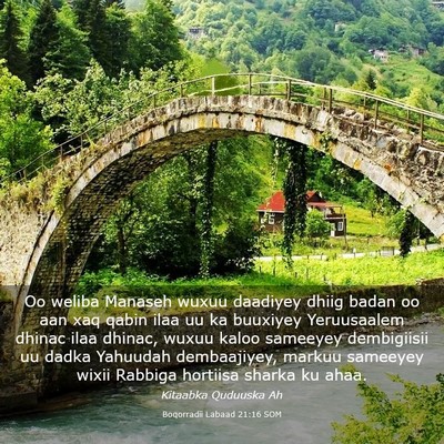 Picture 03 - Boqorradii Labaad 21:16 SOM - Oo weliba Manaseh wuxuu daadiyey dhiig badan oo - Bible Verse Picture