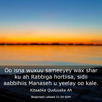 Picture 03 - Boqorradii Labaad 21:20 SOM - Oo isna wuxuu sameeyey wax shar ku ah Rabbiga - Bible Verse Picture