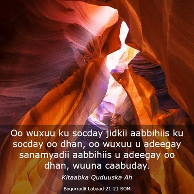 Picture 03 - Boqorradii Labaad 21:21 SOM - Oo wuxuu ku socday jidkii aabbihiis ku socday oo - Bible Verse Picture