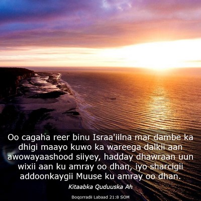 Picture 03 - Boqorradii Labaad 21:8 SOM - Oo cagaha reer binu Israa'iilna mar dambe ka - Bible Verse Picture