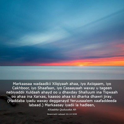 Picture 03 - Boqorradii Labaad 22:14 SOM - Markaasaa wadaadkii Xilqiyaah ahaa, iyo Axiiqaam, - Bible Verse Picture