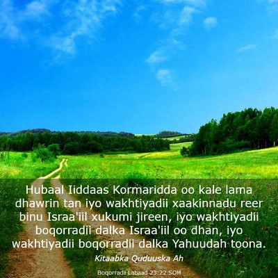 Picture 03 - Boqorradii Labaad 23:22 SOM - Hubaal Iiddaas Kormaridda oo kale lama dhawrin - Bible Verse Picture