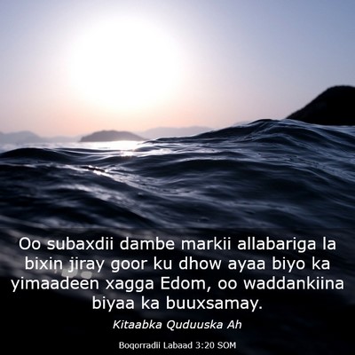 Picture 03 - Boqorradii Labaad 3:20 SOM - Oo subaxdii dambe markii allabariga la bixin - Bible Verse Picture