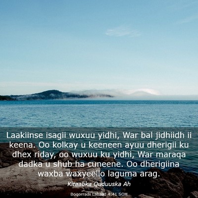 Picture 03 - Boqorradii Labaad 4:41 SOM - Laakiinse isagii wuxuu yidhi, War bal jidhiidh ii - Bible Verse Picture