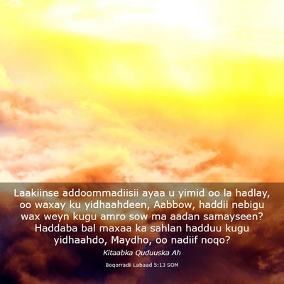 Picture 03 - Boqorradii Labaad 5:13 SOM - Laakiinse addoommadiisii ayaa u yimid oo la - Bible Verse Picture