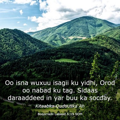 Picture 03 - Boqorradii Labaad 5:19 SOM - Oo isna wuxuu isagii ku yidhi, Orod oo nabad ku - Bible Verse Picture