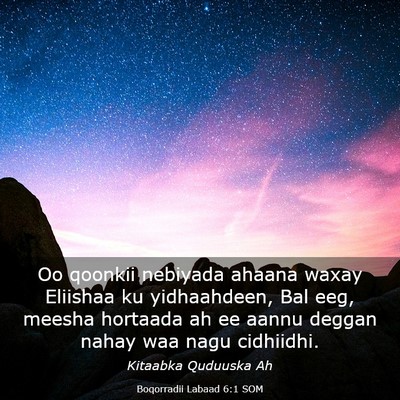 Picture 03 - Boqorradii Labaad 6:1 SOM - Oo qoonkii nebiyada ahaana waxay Eliishaa ku - Bible Verse Picture