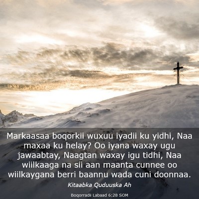 Picture 03 - Boqorradii Labaad 6:28 SOM - Markaasaa boqorkii wuxuu iyadii ku yidhi, Naa - Bible Verse Picture