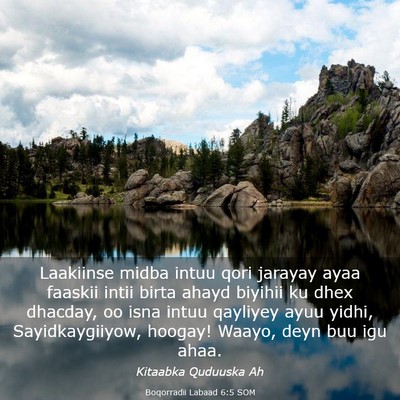 Picture 03 - Boqorradii Labaad 6:5 SOM - Laakiinse midba intuu qori jarayay ayaa faaskii - Bible Verse Picture
