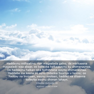 Picture 03 - Boqorradii Labaad 7:4 SOM - Haddaynu nidhaahno, Aan magaalada galno, de - Bible Verse Picture
