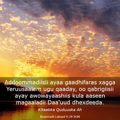 Picture 03 - Boqorradii Labaad 9:28 SOM - Addoommadiisii ayaa gaadhifaras xagga Yeruusaalem - Bible Verse Picture