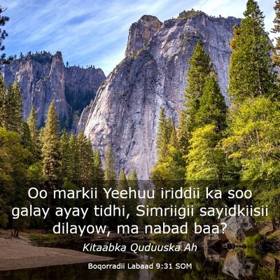 Picture 03 - Boqorradii Labaad 9:31 SOM - Oo markii Yeehuu iriddii ka soo galay ayay tidhi, - Bible Verse Picture
