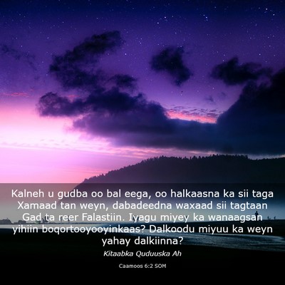 Picture 03 - Caamoos 6:2 SOM - Kalneh u gudba oo bal eega, oo halkaasna ka sii - Bible Verse Picture