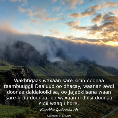 Picture 03 - Caamoos 9:11 SOM - Wakhtigaas waxaan sare kicin doonaa taambuuggii - Bible Verse Picture