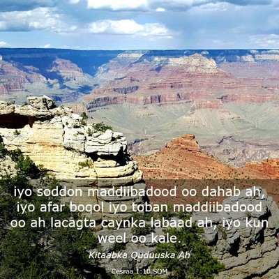 Picture 03 - Cesraa 1:10 SOM - iyo soddon maddiibadood oo dahab ah, iyo afar - Bible Verse Picture