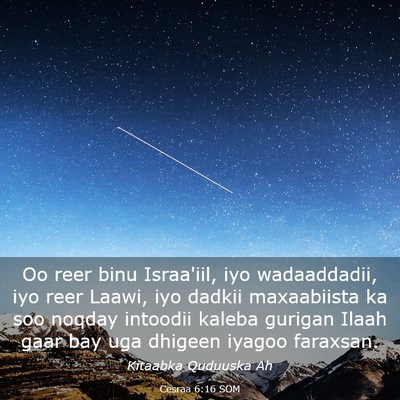 Picture 03 - Cesraa 6:16 SOM - Oo reer binu Israa'iil, iyo wadaaddadii, iyo reer - Bible Verse Picture