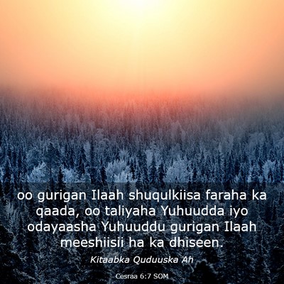 Picture 03 - Cesraa 6:7 SOM - oo gurigan Ilaah shuqulkiisa faraha ka qaada, oo - Bible Verse Picture