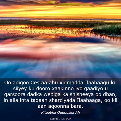 Picture 03 - Cesraa 7:25 SOM - Oo adigoo Cesraa ahu xigmadda Ilaahaagu ku siiyey - Bible Verse Picture