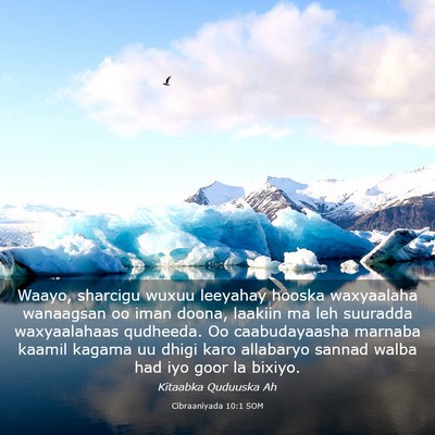 Picture 03 - Cibraaniyada 10:1 SOM - Waayo, sharcigu wuxuu leeyahay hooska waxyaalaha - Bible Verse Picture