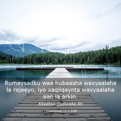 Picture 03 - Cibraaniyada 11:1 SOM - Rumaysadku waa hubaasha waxyaalaha la rajeeyo, - Bible Verse Picture