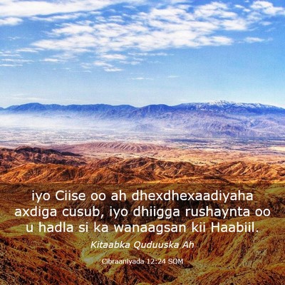 Picture 03 - Cibraaniyada 12:24 SOM - iyo Ciise oo ah dhexdhexaadiyaha axdiga cusub, - Bible Verse Picture