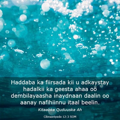 Picture 03 - Cibraaniyada 12:3 SOM - Haddaba ka fiirsada kii u adkaystay hadalkii ka - Bible Verse Picture