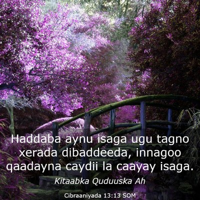 Picture 03 - Cibraaniyada 13:13 SOM - Haddaba aynu isaga ugu tagno xerada dibaddeeda, - Bible Verse Picture