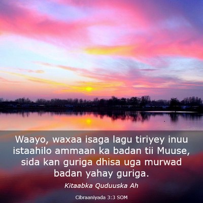 Picture 03 - Cibraaniyada 3:3 SOM - Waayo, waxaa isaga lagu tiriyey inuu istaahilo - Bible Verse Picture