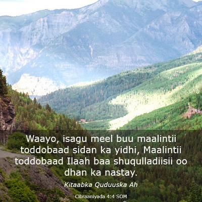 Picture 03 - Cibraaniyada 4:4 SOM - Waayo, isagu meel buu maalintii toddobaad sidan - Bible Verse Picture