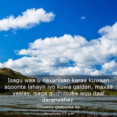 Picture 03 - Cibraaniyada 5:2 SOM - Isagu waa u naxariisan karaa kuwaan aqoonta - Bible Verse Picture