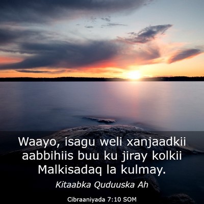 Picture 03 - Cibraaniyada 7:10 SOM - Waayo, isagu weli xanjaadkii aabbihiis buu ku - Bible Verse Picture