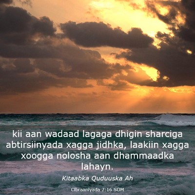 Picture 03 - Cibraaniyada 7:16 SOM - kii aan wadaad lagaga dhigin sharciga - Bible Verse Picture