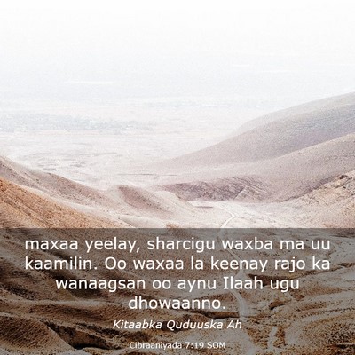 Picture 03 - Cibraaniyada 7:19 SOM - maxaa yeelay, sharcigu waxba ma uu kaamilin. Oo - Bible Verse Picture