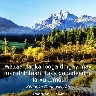 Picture 03 - Cibraaniyada 9:27 SOM - Waxaa dadka looga dhigay inay mar dhintaan, taas - Bible Verse Picture