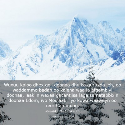 Picture 03 - Daanyeel 11:41 SOM - Wuxuu kaloo dhex geli doonaa dhulka quruxda leh, - Bible Verse Picture