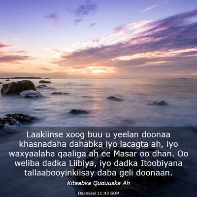 Picture 03 - Daanyeel 11:43 SOM - Laakiinse xoog buu u yeelan doonaa khasnadaha - Bible Verse Picture