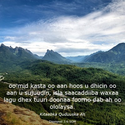 Picture 03 - Daanyeel 3:6 SOM - oo mid kasta oo aan hoos u dhicin oo aan u - Bible Verse Picture