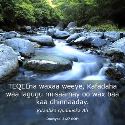 Picture 03 - Daanyeel 5:27 SOM - TEQELna waxaa weeye, Kafadaha waa lagugu - Bible Verse Picture