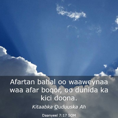 Picture 03 - Daanyeel 7:17 SOM - Afartan bahal oo waaweynaa waa afar boqor, oo - Bible Verse Picture
