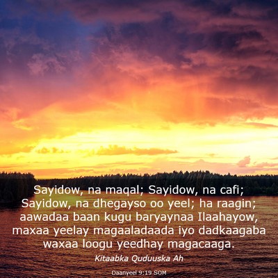 Picture 03 - Daanyeel 9:19 SOM - Sayidow, na maqal; Sayidow, na cafi; Sayidow, na - Bible Verse Picture