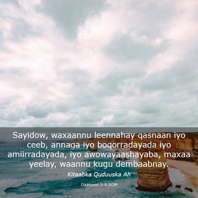 Picture 03 - Daanyeel 9:8 SOM - Sayidow, waxaannu leennahay qasnaan iyo ceeb, - Bible Verse Picture