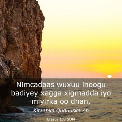 Picture 03 - Efesos 1:8 SOM - Nimcadaas wuxuu inoogu badiyey xagga xigmadda iyo - Bible Verse Picture