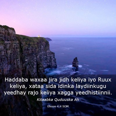 Picture 03 - Efesos 4:4 SOM - Haddaba waxaa jira jidh keliya iyo Ruux keliya, - Bible Verse Picture