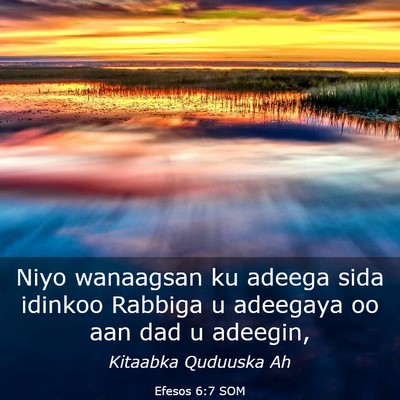 Picture 03 - Efesos 6:7 SOM - Niyo wanaagsan ku adeega sida idinkoo Rabbiga u - Bible Verse Picture