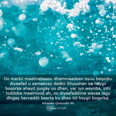 Picture 03 - Esteer 1:5 SOM - Oo markii maalmahaasu dhammaadeen ayuu boqorku - Bible Verse Picture