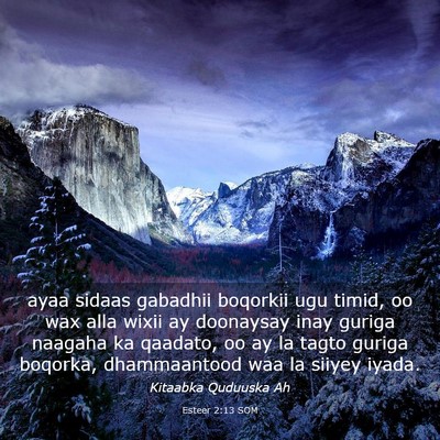 Picture 03 - Esteer 2:13 SOM - ayaa sidaas gabadhii boqorkii ugu timid, oo wax - Bible Verse Picture