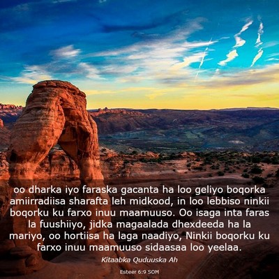 Picture 03 - Esteer 6:9 SOM - oo dharka iyo faraska gacanta ha loo geliyo - Bible Verse Picture