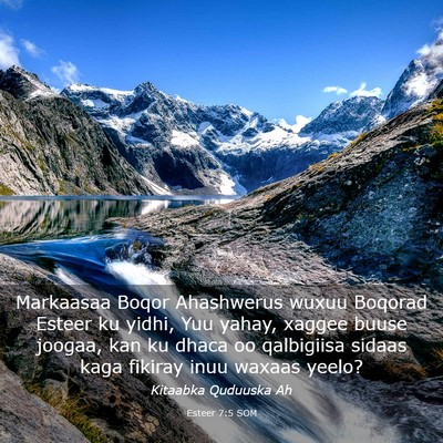 Picture 03 - Esteer 7:5 SOM - Markaasaa Boqor Ahashwerus wuxuu Boqorad Esteer - Bible Verse Picture