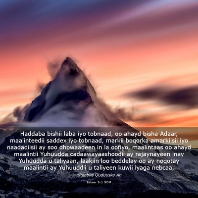 Picture 03 - Esteer 9:1 SOM - Haddaba bishii laba iyo tobnaad, oo ahayd bisha - Bible Verse Picture
